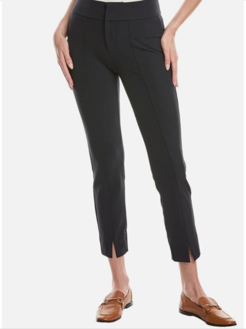 Cabi Keynote trousers pants black front slit ankle stretch poplin new 2